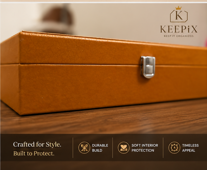 12 Slots Premium Watch Storage Box with Glass Lid | Luxury PU Leather Watch Organizer | Perfect for Watches Collection & Gift
