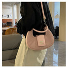 Elegant Moon Style Crescent Crossbody Bag for Women - Compact Leather Shoulder Handbag with Adjustable Long Strap
