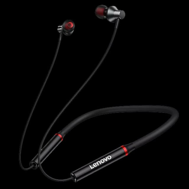 100% Original Lenovo HE05X Bluetooth 5.0 Earphones Wireless Neckband Headset, Magnetic, Waterproof IPX5, HiFi Sound, 8H Playtime, Sports Earbuds with Mic (Black) - Global Version