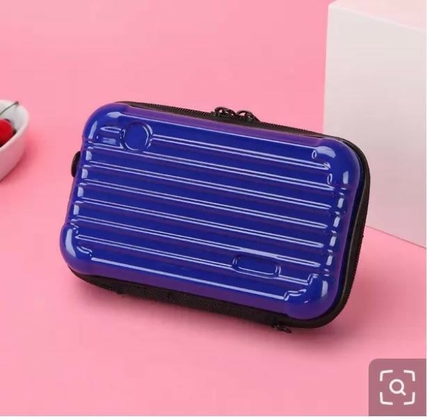 Trendy Mini Suitcase Hard Shell Crossbody Bag for Women - Compact Fiber Hardcase Shoulder Purse with Adjustable Strap