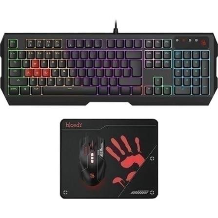 A4Tech Bloody B1700 Neon Gaming Keyboard Mouse Mousepad Combo