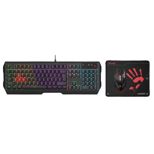 A4Tech Bloody B1700 Neon Gaming Keyboard Mouse Mousepad Combo