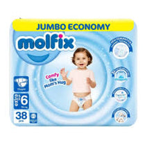 Molfix Baby Diaper Extra Large Size 6 Jumbo Pack 38 Pcs