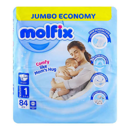Molfix Baby Diaper New Born Size 1 Pack 84 Pcs