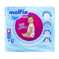 Molfix Baby Diaper Pants Medium Size 3 Pack 28 Pcs