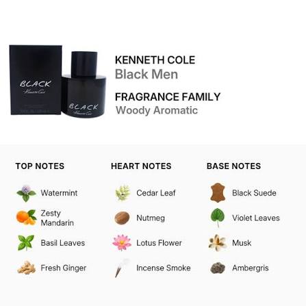 Kenneth Cole Black Eau De Toilette for Men 100ml (608940553893)