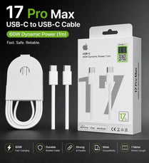 iPhone 17 Pro Max 60W USB-C To USB-C Super Fast Charging Cable For | Original Orange Premium Nylon Braided Type-C PD Fast Charger Cord (1m) Wide Compatibility