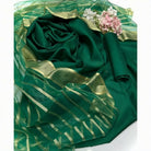 3 Pieces Unstitched Katan Silk Plain Shirt & Trouser With Organza Lining Dupatta For Womens & Girls