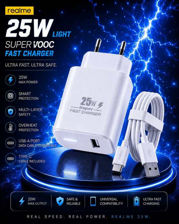 Realme 25W SuperVOOC Fast Charger with Type-C Cable