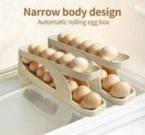 Rolling Egg Holder Box 15 Eggs | Automatic Rolling Egg Storage Tray | Refrigerator Egg Organizer Rack | Space Saving Kitchen Storage Container