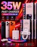 Original 35W Fast Charger For iPhone 17 Pro Max 17 Pro USB-C Power Adapter With Type C To C Cable Kit, Premium Quality PD Fast Charging Adapter, Smart Chip Protection Quick Wall Charger