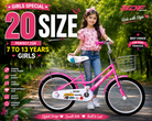 BDF 20" Girls Bicycle Dark Pink with Steel Basket (Ages 7-13)