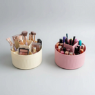360° Rotating Makeup Organizer Plastic Cosmetic Storage Box – Makeup Brush Holder, Lipstick & Skincare Organizer for Dressing Table