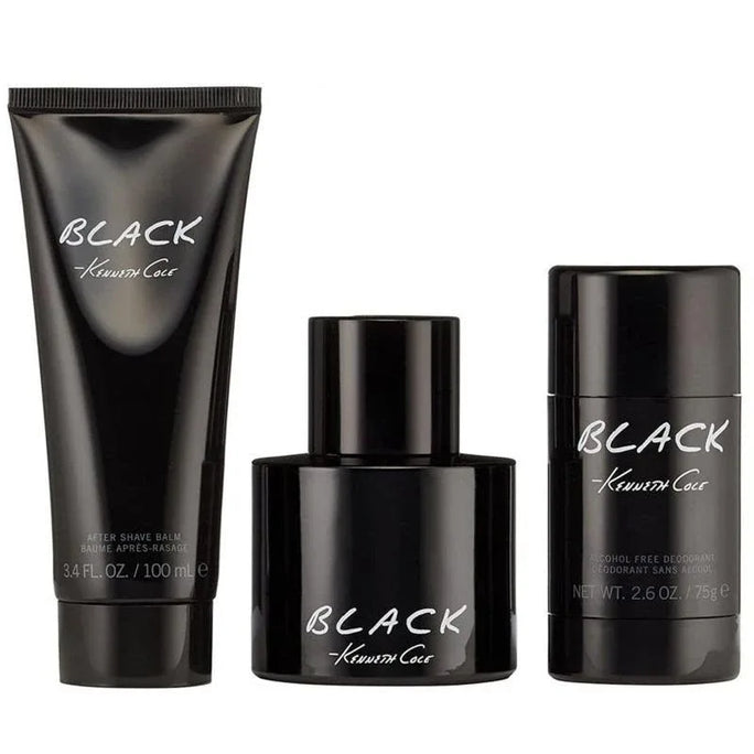 Kenneth Cole Black Gift Set for Men - EDT 100ml + After Shave Balm 100ml + Deodorant Stick 78g (608940555293)