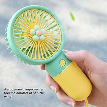 Mini Flower Portable Handheld Fan – USB Rechargeable Cooling Desktop Fan