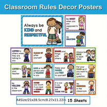 15-Piece Educational Classroom Rules Learning Cards