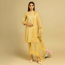 3 Pieces Unstitched Katan Silk Plain Shirt & Trouser With Organza Lining Dupatta For Womens & Girls