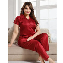 Bihaam Silk Wear - Pure Silk Jersey Button Open Night Dress | Nighty | Pajama Shirt | PJ |