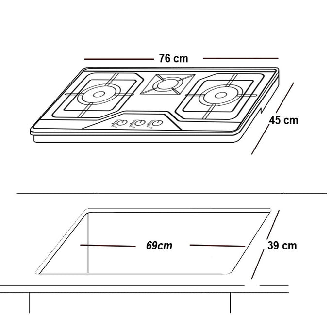 Glam Gas Flora Built In Hobs Silver With Official Warranty