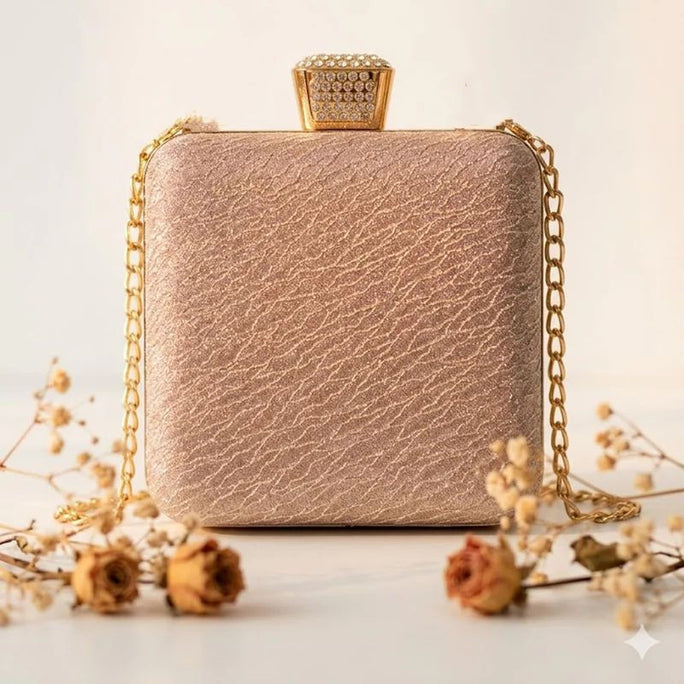 Milli Legacy BC-049 Lux Rose Gold Textured Clutch For Women