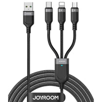 Joyroom S-A18 Multi-Use 3-in-1 USB-A to Lightning + Type-C + Micro USB Data Cable (1.2M, 3.5A)