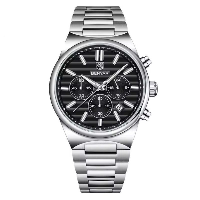 Benyar 5214 Alpha Date Chronograph Edition Stainless Steel Strap Men Watch