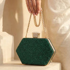 Milli Legacy BC-043 Luxury Beaded Clutch Bag with Gold Handle For Women
