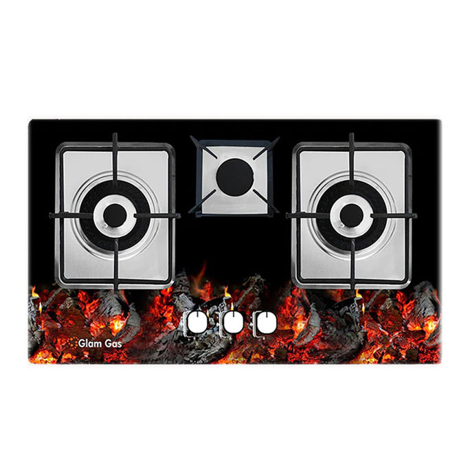 Glam Gas Fire Stone Square Built In Hobs With Glass Body With Official Warranty