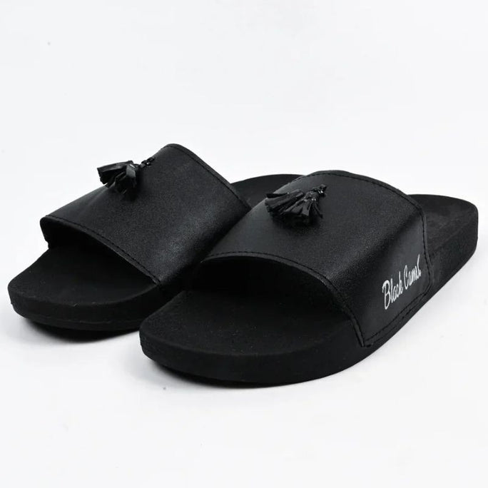 Black Camel Tassel Slide Slipper For Men