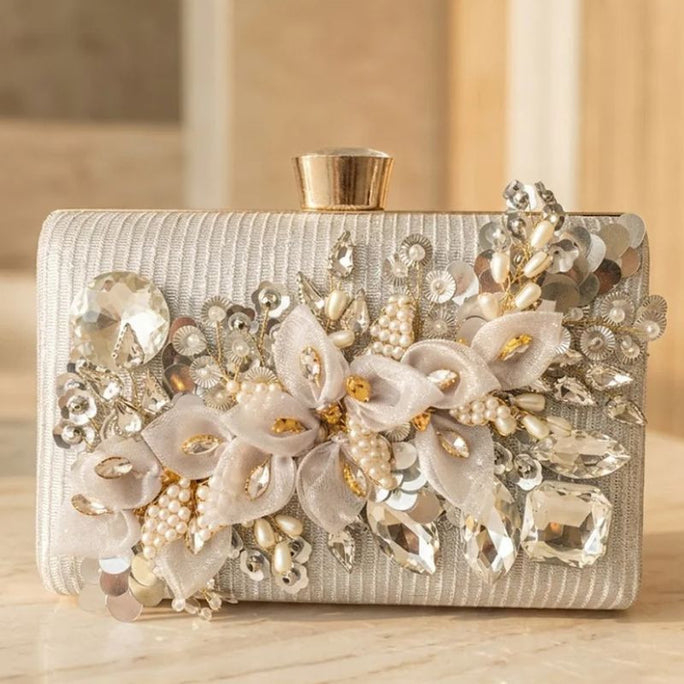 Milli Legacy Floral Evening Clutch With Crystal For Women