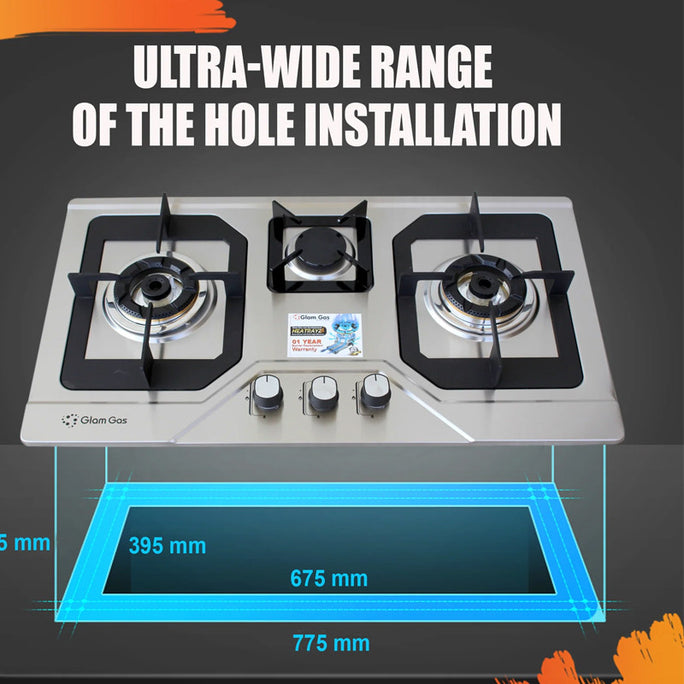 Glam Gas Flora Built In Hobs Silver With Official Warranty