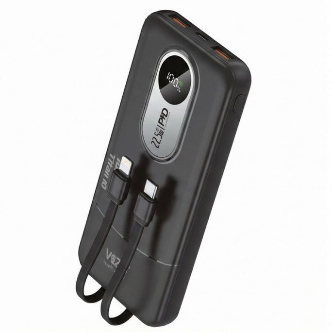 Vizo VPB-T10 Titan 10 10000mAh 22.5W Fast Charging Power Bank With Built-In Cables