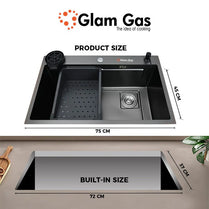 Glam Gas Life Style OBL BK Built In Sink
