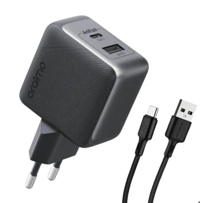 Oraimo OCW-7331E+C54 PowerGaN 33 Pro 33W GaN Dual Port Fast Charger With Type-C Data Cable