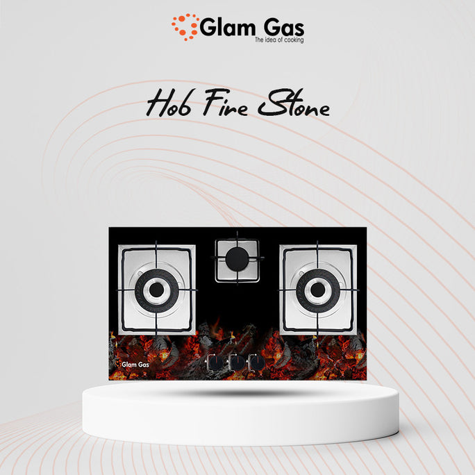 Glam Gas Fire Stone Square Built In Hobs With Glass Body With Official Warranty
