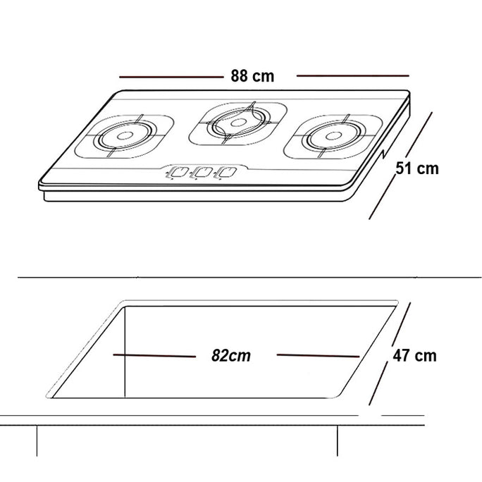 Glam Gas GG Galaxy-11 Built In Hobs Stainless Steel Body With Official Warranty