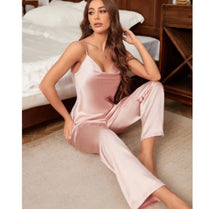 Bihaam Silk Wear Women's Nightywear Silky Satin Cami and Pajama Set