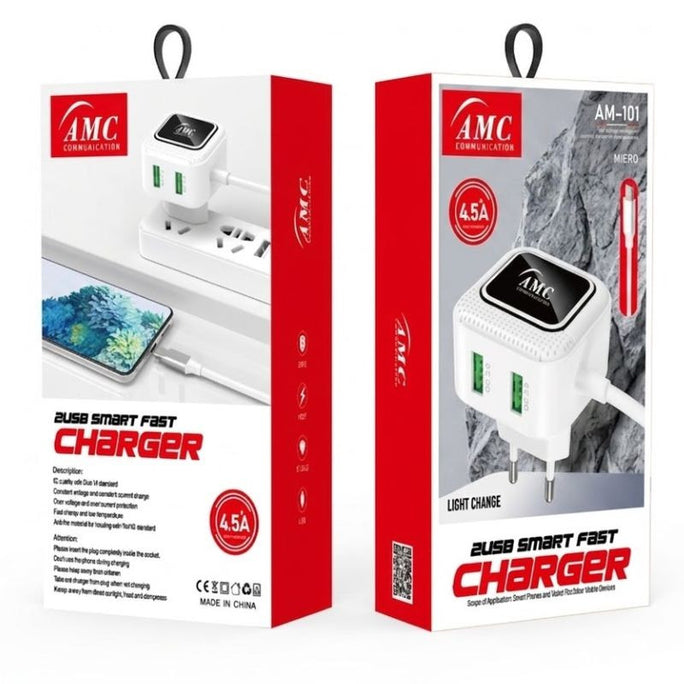 AMC AM-101 4.5A Micro USB Fast Charger With Built-In Cable