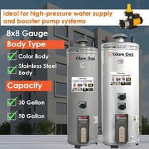 Glam Gas 8×8 Gauge Hybrid Geyser Gas + Electric High-Pressure Water Heater With Official Warranty