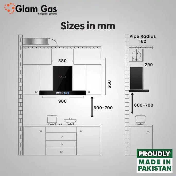 Glam Gas Thunder-11 T-Shaped Range Hood With Official Warranty