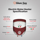 Glam Gas Semi-15 Semi-Instant Water Heater 35 Liter Capacity With Official Warranty