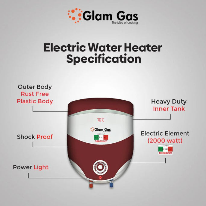 Glam Gas Semi-15 Semi-Instant Water Heater 35 Liter Capacity With Official Warranty