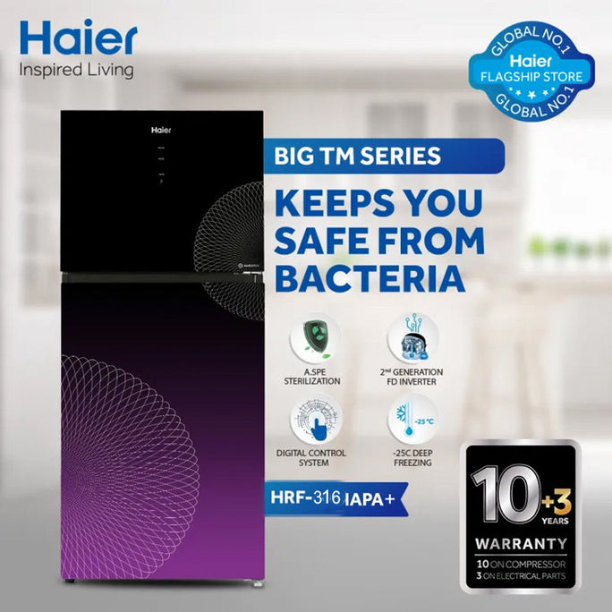 Haier HRF-316 IAPA+ / IARA+ Digital Inverter Double Door Refrigerator 11 Cubic Feet With Official Warranty