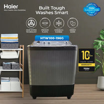Haier HTW 100-196 10Kg Top Load Twin Tub Semi Automatic Washing Machine With Official Warranty