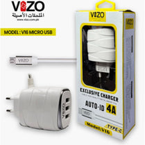 Vizo V16 Triple Port 18W  Fast Charger With Built-In Cable