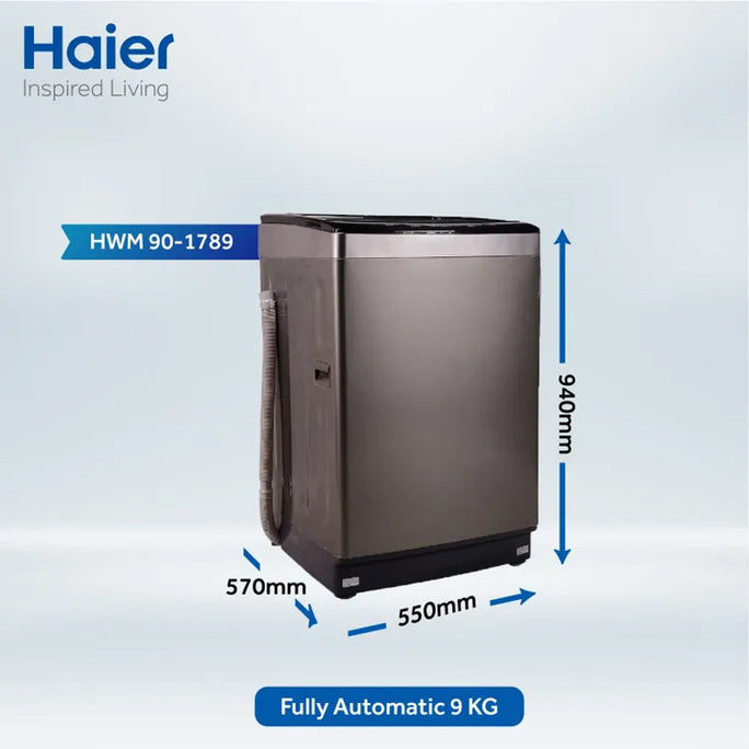 Haier HWM 90-1789 9Kg Top Load Fully Automatic Washing Machine With Official Warranty.