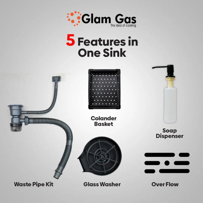 Glam Gas Life Style 6-6 Texture Kitchen Sink
