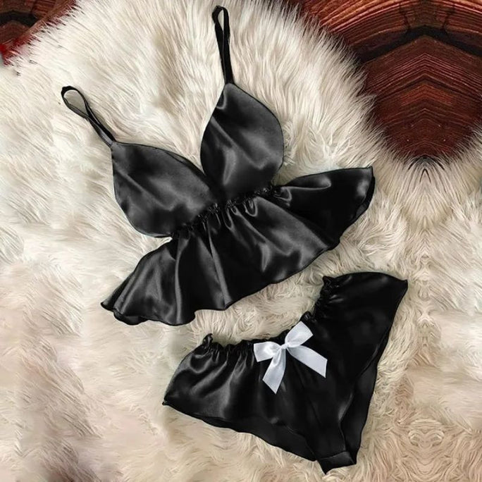 Bihaam Nighty For Girls Women V-Neck Stretchable Cami Bowknot Shorts Comfy Sleepwear Sexy Nightwear Nighty Set For Women (BI-014)