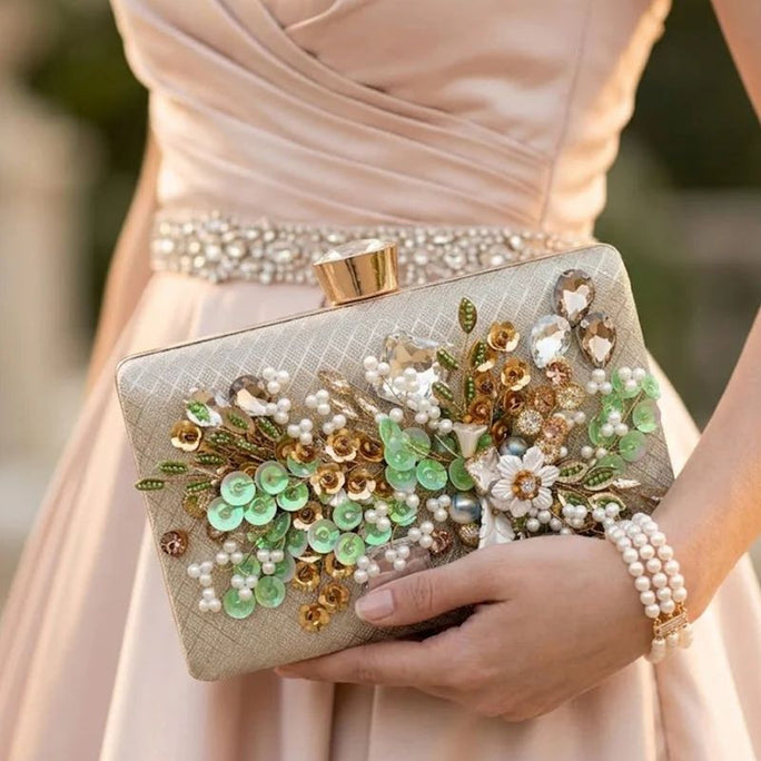 Milli Legacy Floral Evening Clutch With Crystal For Women