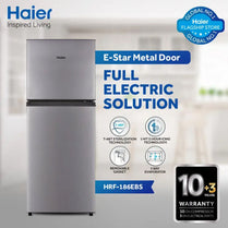 Haier HRF-186 EBS / EBD E-Star Double Door Refrigerator 6 Cubic Feet With Official Warranty